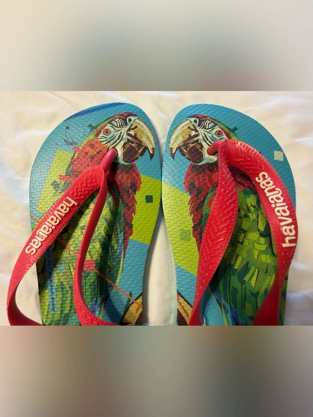 Havaianas IPE Parrot Flip-Flops by Artist Arlin Graff Size 39-40 9/10W 8M